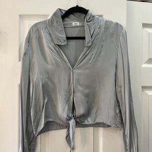 Aritzia Wilfred Tie-Front Button-Up Blouse